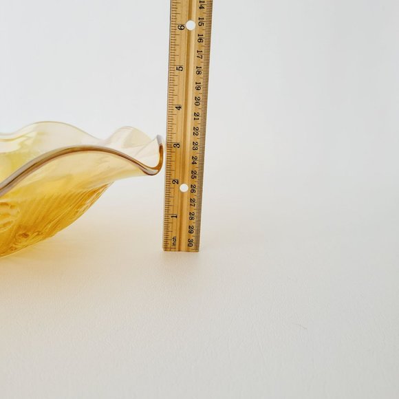 Vintage Gold Jeannette Depression Glass Iris and Herringbone Ruffled Fruit Bowl - Picture 10 of 10